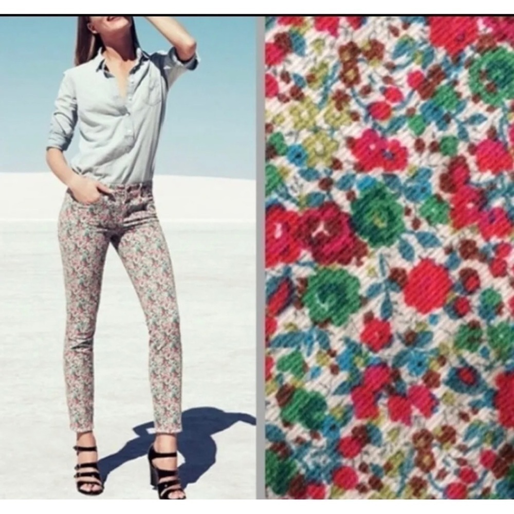 J Crew Sz 26 Toothpick Crop Floral Print Jean Liberty Bloom Emma Georgina Spring